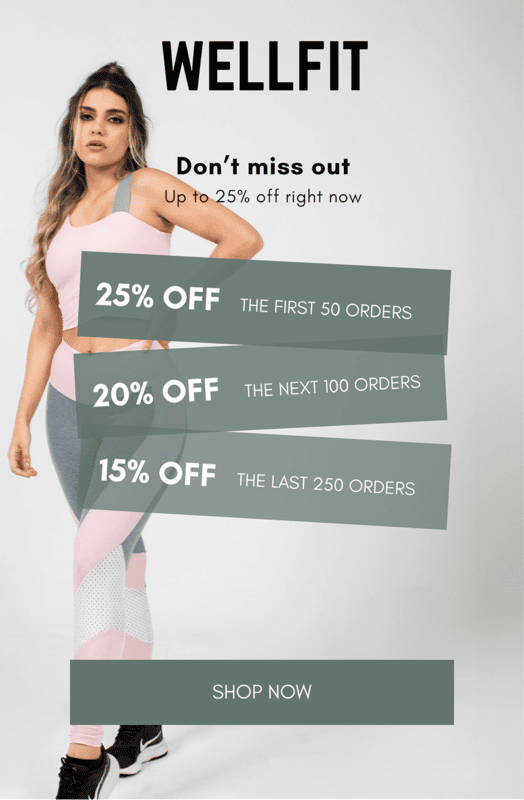WELLFIT promotional email running a Quikly tiered reward drop